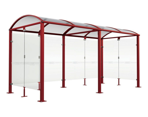 Procity Fahrradüberdachung Vierkantrohr "M" Grundmodell + Erweiterung + Rückwand + Seitenverkleidung, Feste Pfosten auf Bodenplatten, RAL 3004, 529023.3004