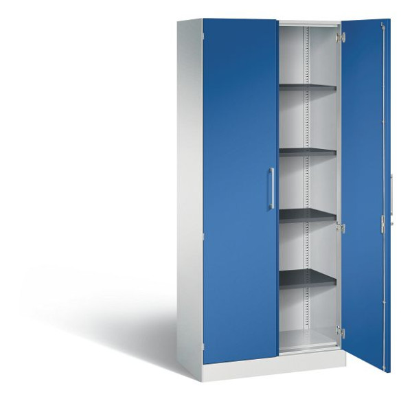 C+P Flügeltürenschrank Asisto, H1980xB800xT435mm, Farbe: Lichtgrau / Enzianblau, Bügelgriff, 5 OH, 141003-000 S10073