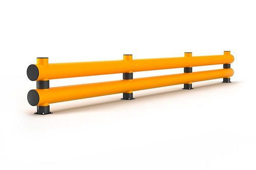 Ampere Rammschutzbalken aus Kunststoff, Doppelplanke, B 6000 mm, gelb, 304890