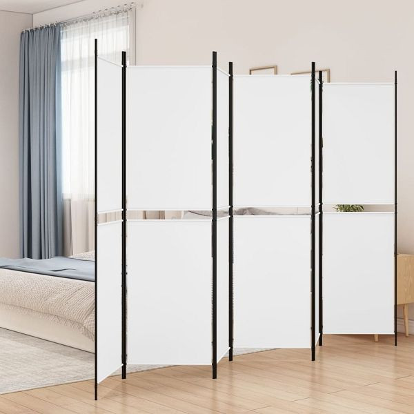 vidaXL 6-teilig Paravent Weiß 300x200 cm Stoff, Material: Stoff (100 % Polyester), Eisen, 350238
