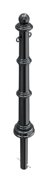 Schake Alu-Stilpfosten Serie 495B, ortsfest, zum Einbetonieren mit Erdanker, Gesamtlänge ca. 1300 mm, mit 2 Ösen, 495B+2