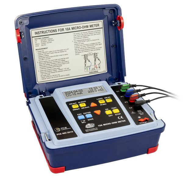 PCE Instruments Mikroohmmeter, Display Typ LCD mit Beleuchtung, PCE-MO 2010