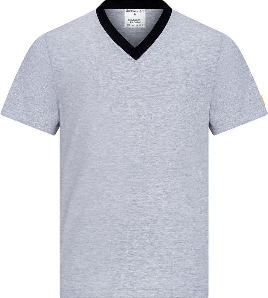SafeGuard ESD-T-Shirt, V-Ausschnitt, hellgrau/schwarz, 150 g/qm, Größe 5XL, DSWL35282