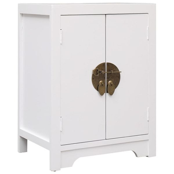 vidaXL Nachttisch Weiß 38×28×52 cm Paulownia Holz, 284073