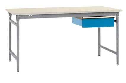 Manuflex Komplett-Beistelltisch BASIS stationär mit Melamin-Platte + Einzelschubfach, BxTxH: 1000 x 800 x 780 mm, Alusilber, BB5231.9006