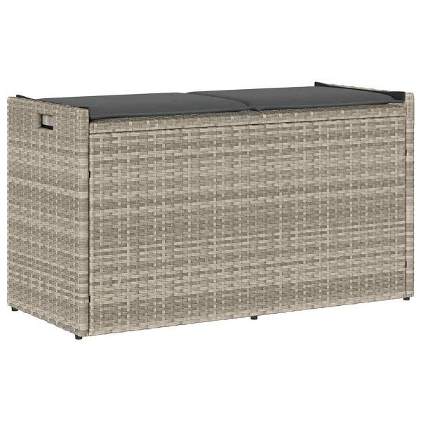 vidaXL Outdoor-Sitzbank mit Stauraum und Kissen Hellgrau 100 cm, 4104065