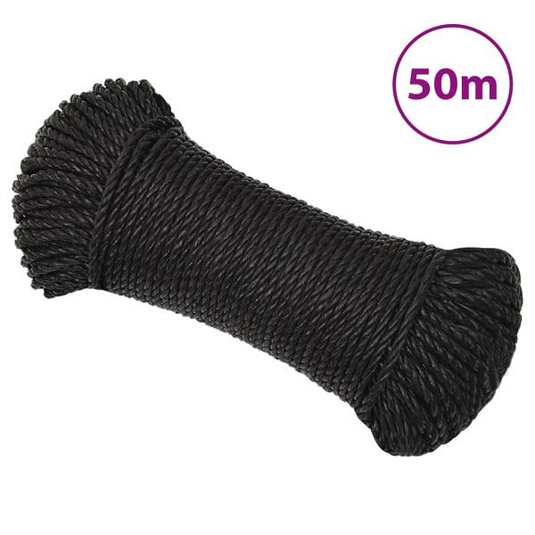 vidaXL Arbeitsseil Schwarz 8 mm 50 m Polypropylen, 153007