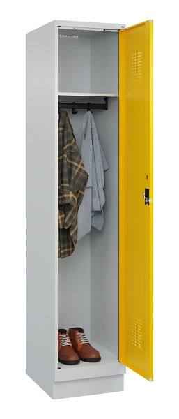 C+P Spind Evolo PLUS, mit Sockel, 1 Abteil, 1950x400x500mm, 7035/1023, Verschluss Zylinderschloss, Ablageböden 1, 049020-12 S10028