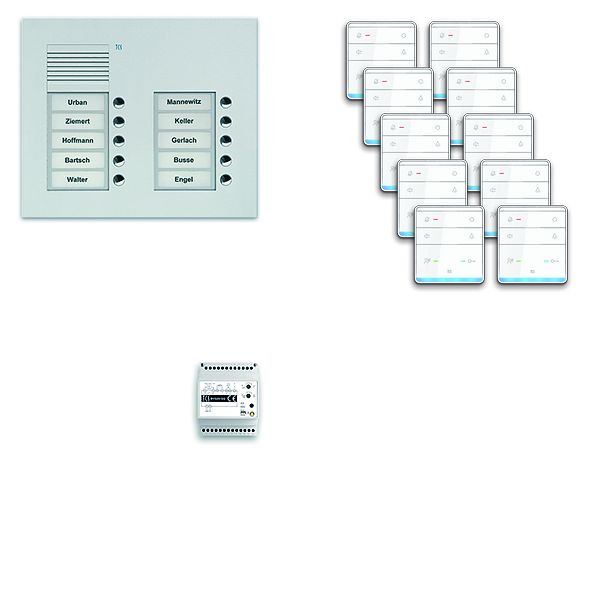 TCS Türkontrollsystem audio:pack UP für 10 Wohneinheiten, Außenstation PUK 10 Klingeltasten 2-spaltig, 10x Freisprecher ISW5010, Steuerung, PPUF10/2-EN/01