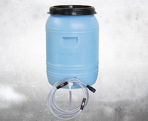 IBH Fallwasserbehälter 60 Liter, komplett mit Absperrhahn, Fließanzeiger und Schnellkupplung mit Feinfilter, 259700001