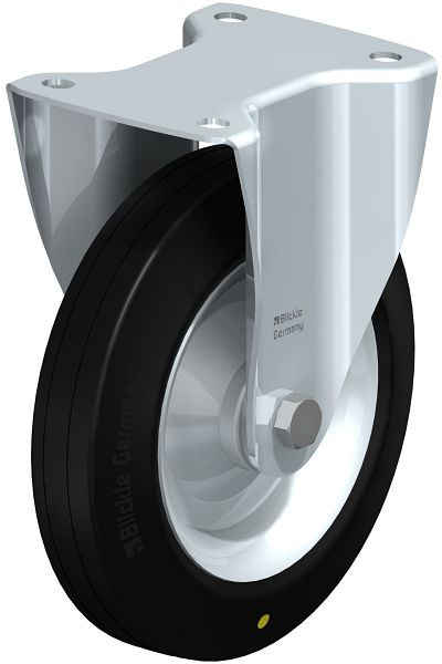 Blickle B-V 202R-EL Stahlblech-Bockrolle, mittelschwere Ausführung, mit Anschraubplatte, Vollgummi, Schwarz, 56630