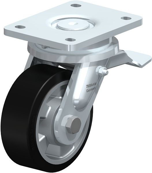 Blickle LO-ALEV 127K-ST Stahlgeschweißte Schwerlast-Lenkrolle mit Feststeller, Elastik-Vollgummi, Schwarz, 578641