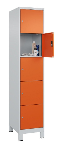 C+P Schließfachschrank Evolo PLUS, mit Füßen, 5 Fächer, 1950x400x500mm, 7035/20, 049010-125 S10002