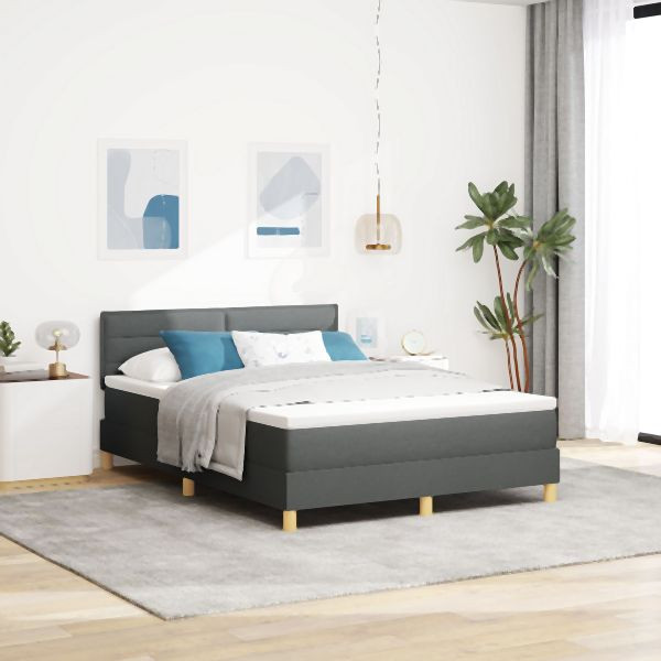 vidaXL Boxspringbett mit Matratze Dunkelgrau 160x200 cm Stoff, 3338854
