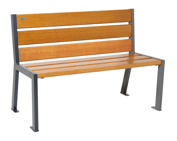 Procity Sitzbank Silaos 6 Holzlatten, 1200 mm, Ohne Armlehne, Holz & Stahl, helle Eiche/Procity Grau, 209601.GPRO.CHEC