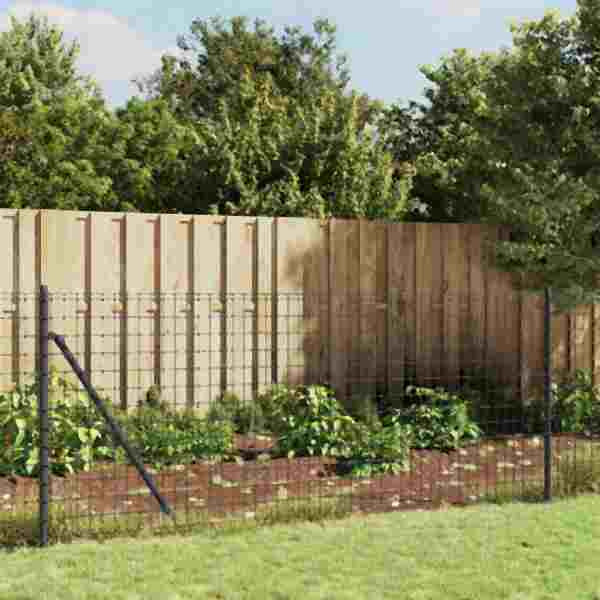 vidaXL Maschendrahtzaun mit Bodenhülsen Anthrazit 1x10 m, 154241