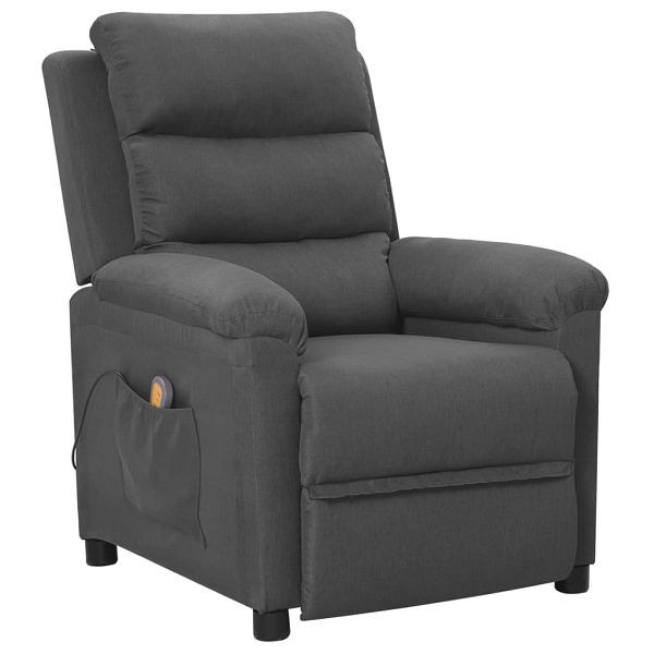 vidaXL Massagesessel Dunkelgrau Stoff, Material: Stoff (100% Polyester), Metall, Sperrholz, Massivholz, Kunststoff, 342352