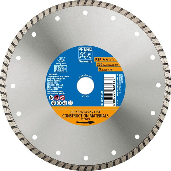 Pferd Diamant-Trennscheibe DG 230 x 2,6 x 22,23 PSF, 68023222