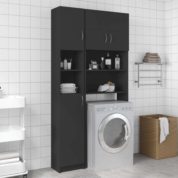 vidaXL Waschmaschinenschrank-Set Grau Holzwerkstoff, 3055638