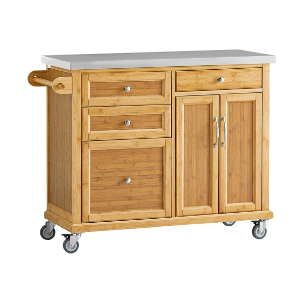 SoBuy Kücheninsel mit vier Schubladen Holzfarbe 115x46x91cm, Funktional, FKW70-N