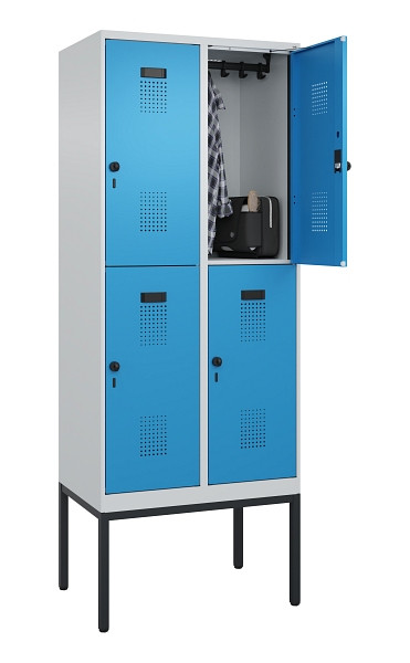 C+P Doppelstock-Spind Evolo PLUS, Gestell, 4 Fächer, 2120x800x500mm, 7035/5012, Drehriegel, 0493307-22 S10007