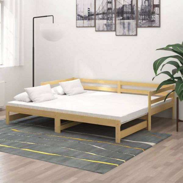 vidaXL Ausziehbares Tagesbett 2x(90x200) cm Massivholz Kiefer, 3083654