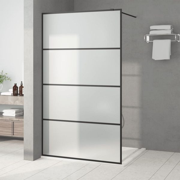 vidaXL Duschwand für Begehbare Dusche Schwarz 115x195 cm Matt ESG-Glas, 152133