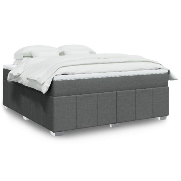 vidaXL Boxspringbett mit Matratze Dunkelgrau 180x200 cm Stoff, 3285492