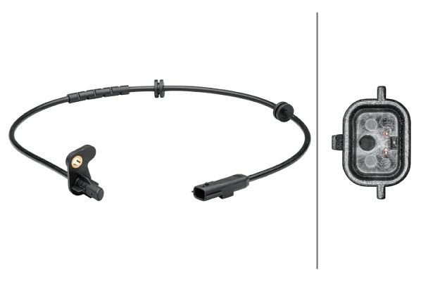 HELLA Sensor, Raddrehzahl, 2-polig, Hinterachse, Gesamtlänge: 700mm, 6PU 012 679-201