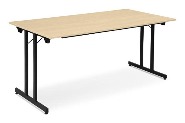 Deskin Klapptisch / Mehrzwecktisch, Platte Dekor Ahorn, Gestell Schwarz, B 1400 x T 700 x H 720 mm, 349479