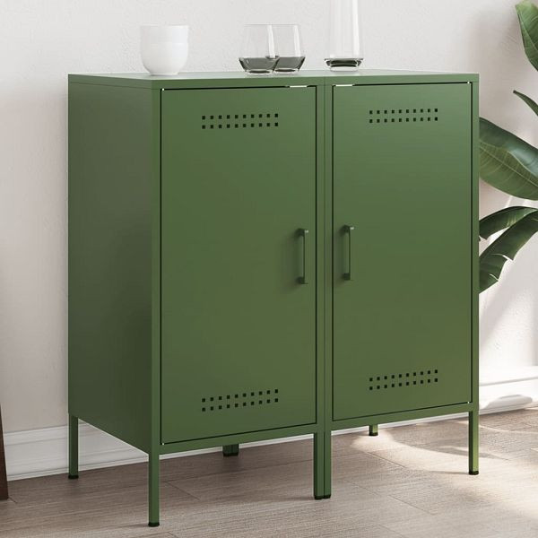 vidaXL Sideboards 2 Stück Olivgrün 36x39x79 cm Kaltgewalzter Stahl, 843021