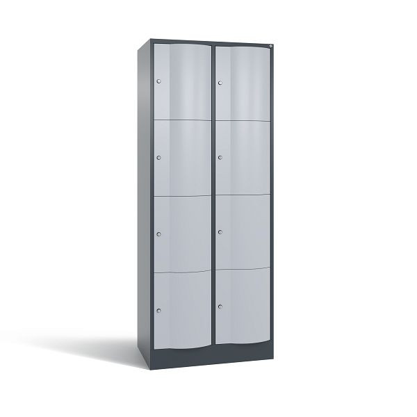 C+P Schließfachschrank Resisto, 8 Fächer, H1950xB772xT540 mm, Anthrazit/Weißalu, 8470-272 S10160
