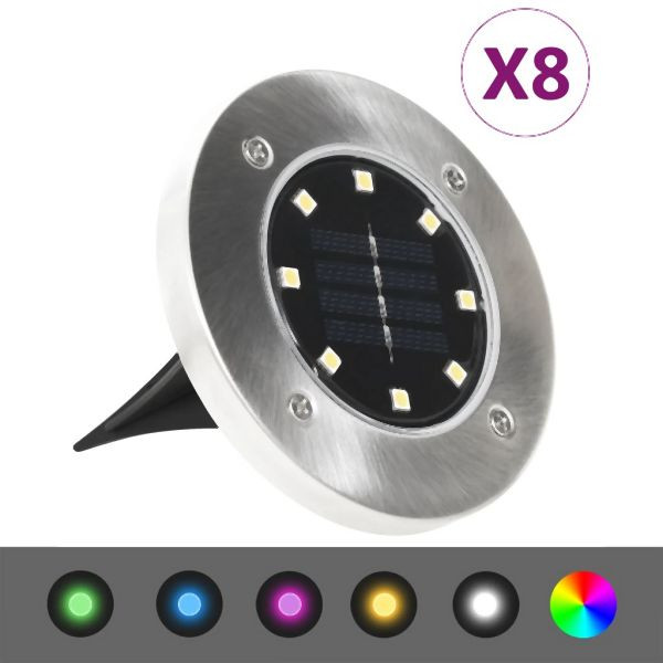 vidaXL Solar-Bodenleuchten 8 Stück LED RGB-Lichtfarbe, 315695