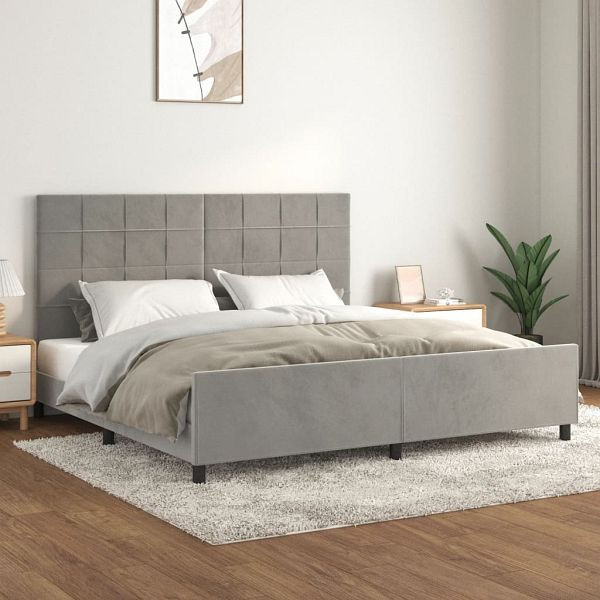 vidaXL Bettgestell mit Kopfteil Hellgrau 200x200 cm Samt, 3125775