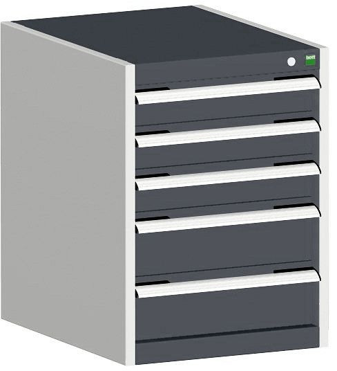 bott cubio Schubladenschrank bestückt mit 5 Schubladen BxTxH: 525 x 525 x 700 mm, RAL 7035/7016, 40010127.19V