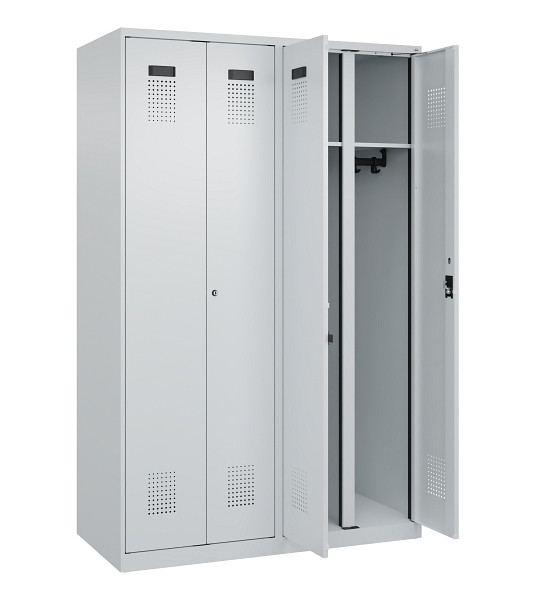 C+P Schwarz-Weiß-Spind Evolo PLUS, 4 Abteile, 1850x1200x500mm, 7035/7035, Zylinderschloss, 049002-40 S10040