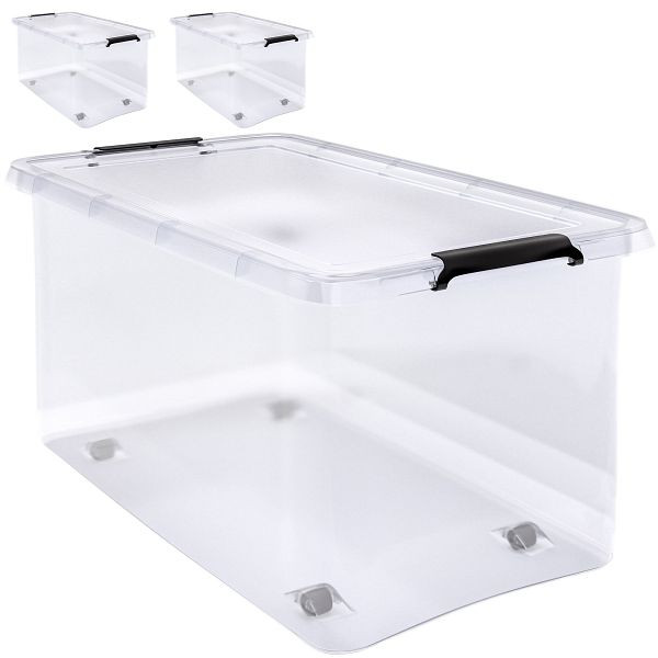 DEUBA Aufbewahrungsbox, VE: 2er-Set Transparent 60x40x35cm 60L stapelbar, 995249