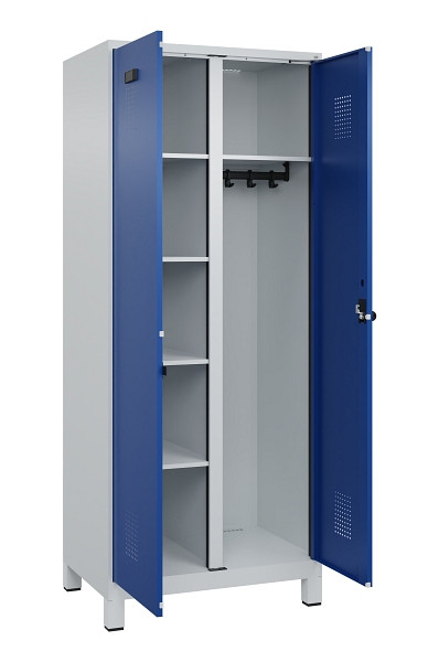 C+P Wäsche-/Garderobenspind Evolo PLUS, mit Füßen, 2 Abteile, 1950x800x500mm, 7, Frontfarbe RAL 5010 Enzianblau, Drehriegel, 049610-22 S10006