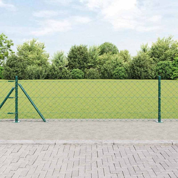 vidaXL Kettengliedzaun mit Pfosten Grün 0,4 x 25 m Stahl, 3351246