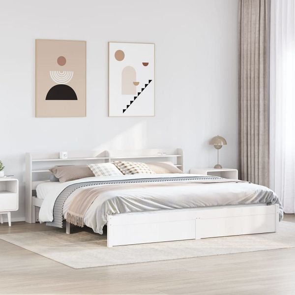 vidaXL Bettgestell mit Kopfteil ohne Matratze Weiß 200x200 cm, 3306745