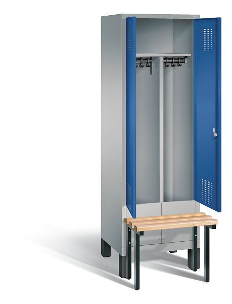 C+P Schwarz-Weiss-Spind Evolo, H1850xB610xT815mm, Farbe: Weißaluminium / Enzianblau, 48032-20 S10101