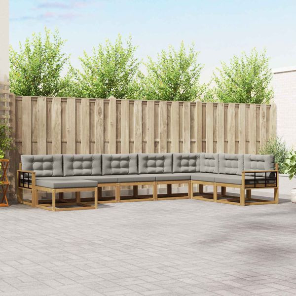 vidaXL Outdoor-Sofagarnitur 8-teilig Weiß und Hellgrau, 3386875