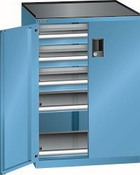 LISTA Schubladenschrank 36x27E (BxTxH) 717x600x1020mm CODE Lock, Lichtblau 3 Schubladen, 2 Auszugböden, Tragkraft Schubladen: 75kg, 79.412.010.C