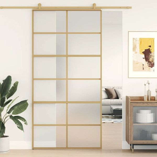 vidaXL Schiebetür Golden 102,5x205 cm Matt ESG-Glas und Aluminium, 155171
