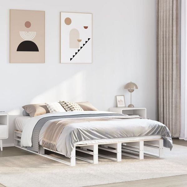 vidaXL Massivholzbett Weiß 135x190 cm Kiefer, 850867, 8721102853425
