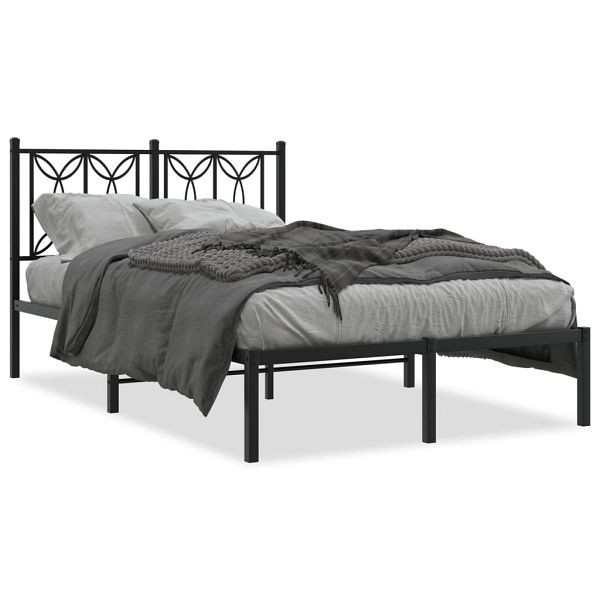 vidaXL Bettgestell mit Kopfteil Metall Schwarz 120x190 cm, 376125