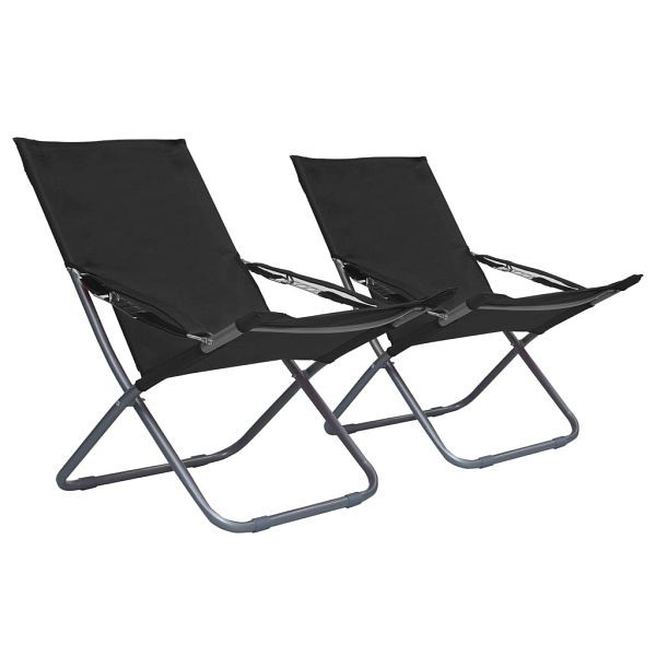 vidaXL Klappbare Strandstühle 2 Stück Stoff Schwarz, 47903