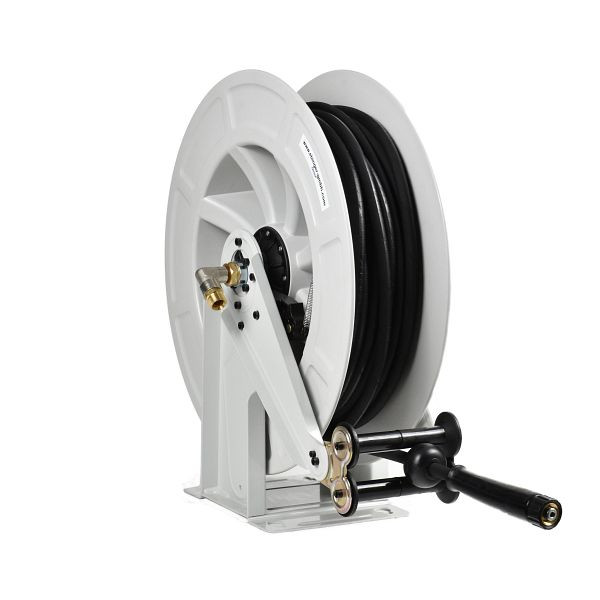 Ebinger Schlauchaufroller OSK 500 mit ABS-Kunststoffgehäuse, Rahmen und Achse in Stahl lackiert, Medium: Hochdruck 100, 20 m Schlauch schwarz, 3.500.202