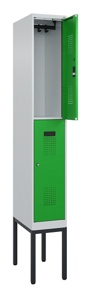 C+P Doppelstock-Spind Evolo PLUS, Gestell, 2 Fächer, 2120x300x500mm, 7035/6037, Zylinderschloss, 0493307-10 S10038