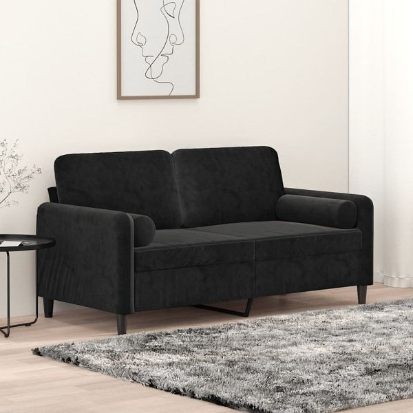 vidaXL 2-Sitzer-Sofa mit Zierkissen Schwarz 140 cm Samt, 3200886
